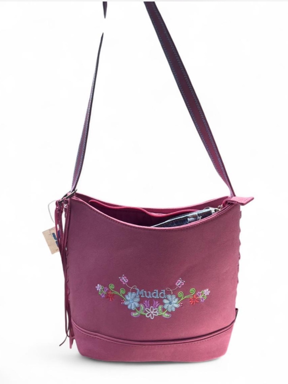 Vintage Y2K Mudd Suede Pink Floral Handbag NWT